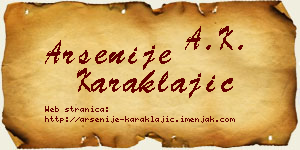 Arsenije Karaklajić vizit kartica